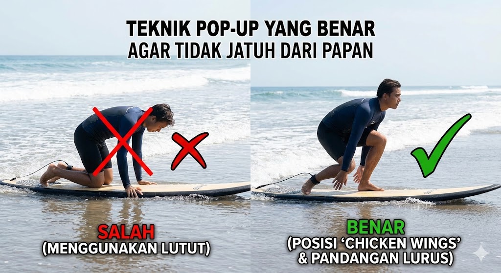 Teknik Pop-Up yang Benar agar Tidak Jatuh dari Papan